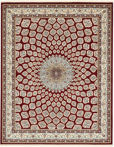 Burgundy 8' x 10' Narenj Rectangle Area Rug 85% Polypropylene & 15% Polyester Traditional Classic Carpet for Living, Dining, Bedrooms, Office for Sale at Rug Engine