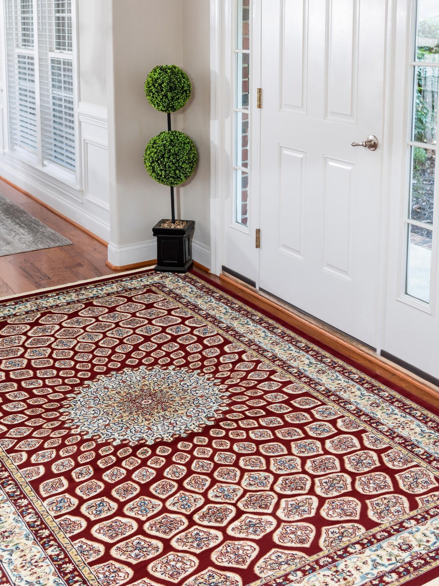 Burgundy 10' x 13' 1 Narenj Rectangle Area Rug 85% Polypropylene & 15% Polyester Traditional Classic Carpet for Living, Dining, Bedrooms, Office for Sale at Rug Engine
