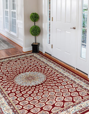 Burgundy 3' 1 x 5' 3 Narenj Rectangle Area Rug 85% Polypropylene & 15% Polyester Traditional Classic Carpet for Living, Dining, Bedrooms, Office for Sale at Rug Engine