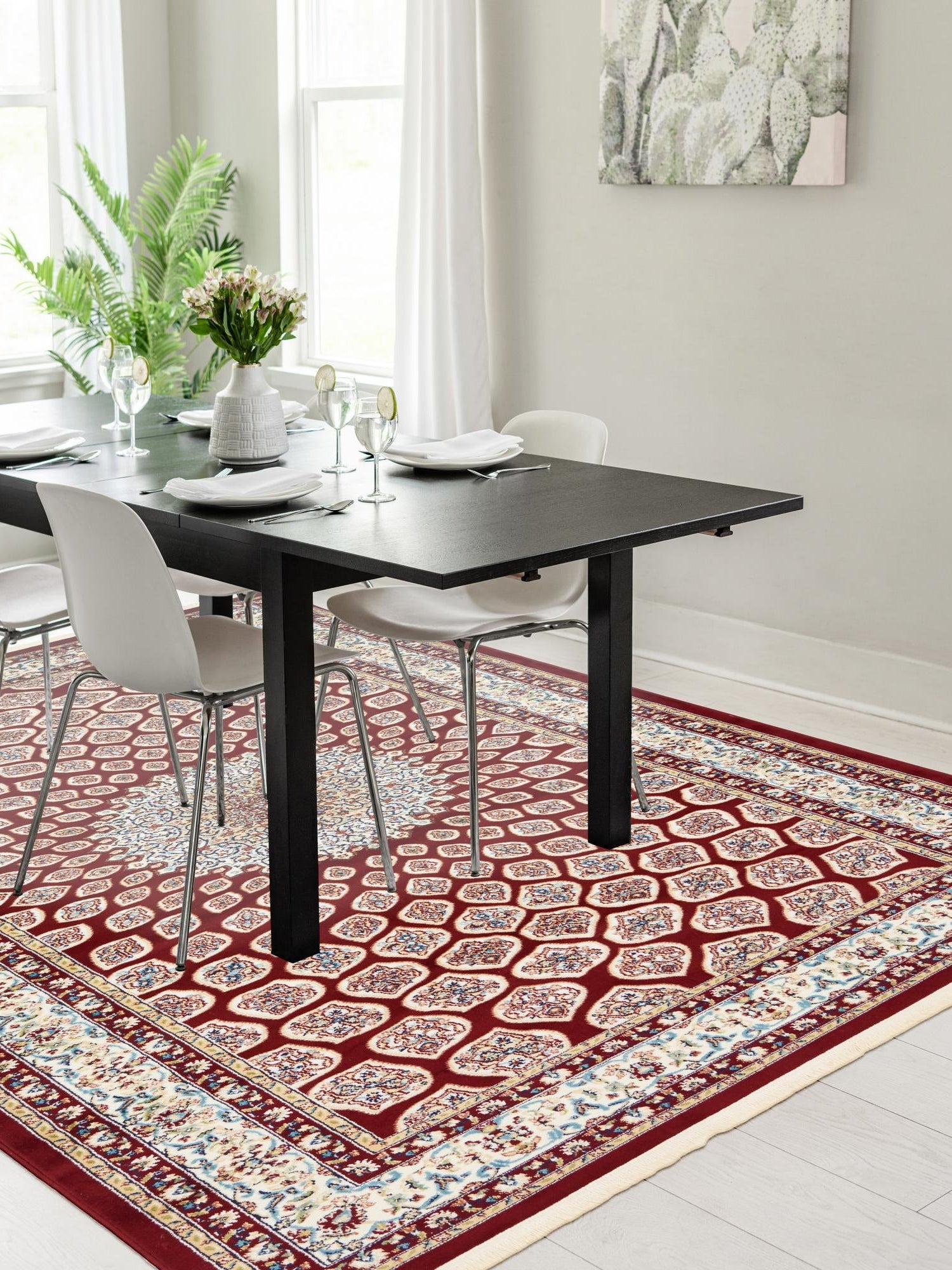 Burgundy 10' x 13' 1 Narenj Rectangle Area Rug 85% Polypropylene & 15% Polyester Traditional Classic Carpet for Living, Dining, Bedrooms, Office for Sale at Rug Engine