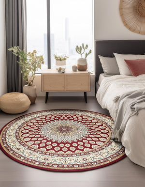Burgundy 10' x 10' Narenj Round Rug