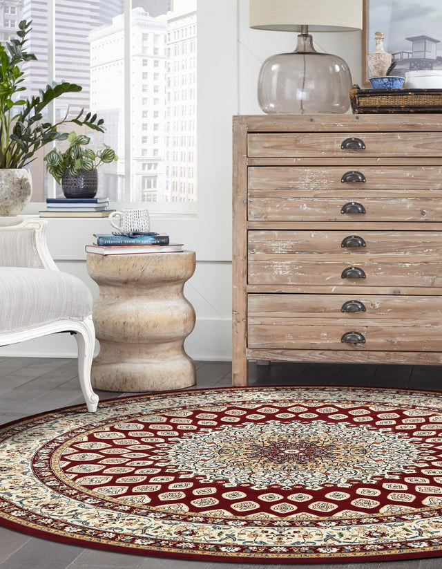 Burgundy 10' x 10' Narenj Round Rug