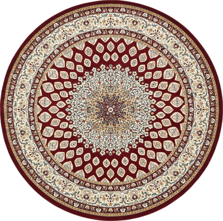 Burgundy 10' x 10' Narenj Round Area Rug 85% Polypropylene & 15% Polyester Traditional Classic Carpet for Living, Dining, Bedrooms, Office for Sale at Rug Engine