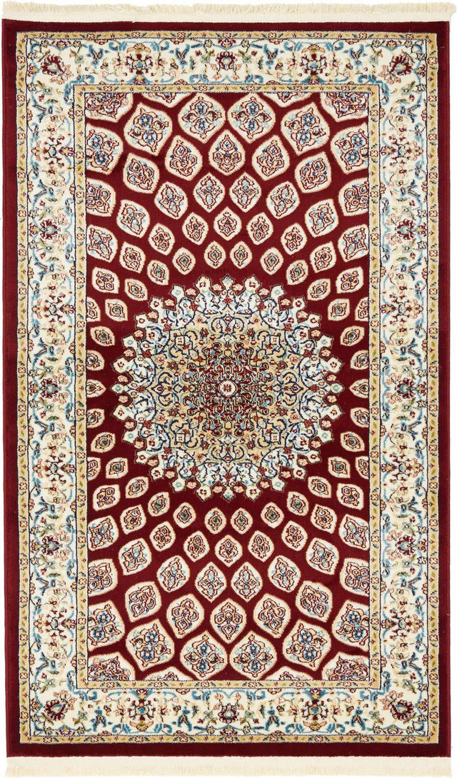 Burgundy 3' 1 x 5' 3 Narenj Rectangle Area Rug 85% Polypropylene & 15% Polyester Traditional Classic Carpet for Living, Dining, Bedrooms, Office for Sale at Rug Engine