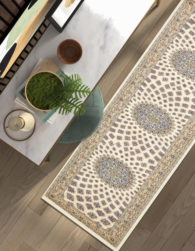 Ivory 2' 11 x 13' 1 Narenj Runner Area Rug 85% Polypropylene & 15% Polyester Traditional Classic Carpet for Living, Dining, Bedrooms, Office for Sale at Rug Engine