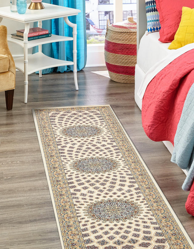 Ivory 2' 11 x 13' 1 Narenj Runner Area Rug 85% Polypropylene & 15% Polyester Traditional Classic Carpet for Living, Dining, Bedrooms, Office for Sale at Rug Engine