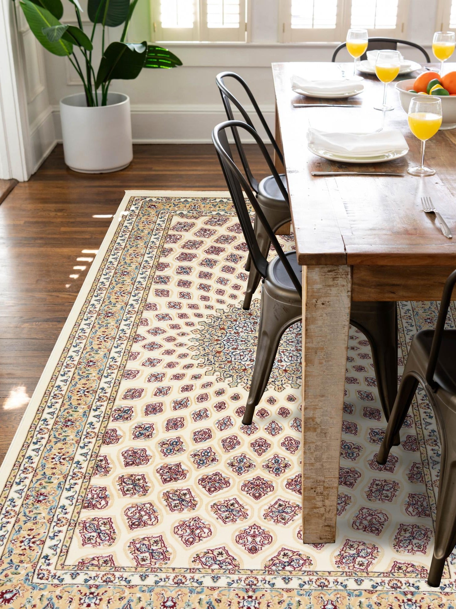 Ivory 10' x 13' Narenj Rectangle Area Rug 85% Polypropylene & 15% Polyester Traditional Classic Carpet for Living, Dining, Bedrooms, Office for Sale at Rug Engine