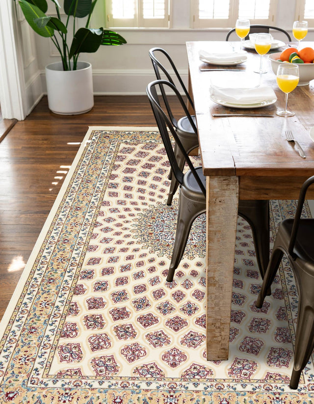 Ivory 10' x 13' Narenj Rectangle Area Rug 85% Polypropylene & 15% Polyester Traditional Classic Carpet for Living, Dining, Bedrooms, Office for Sale at Rug Engine