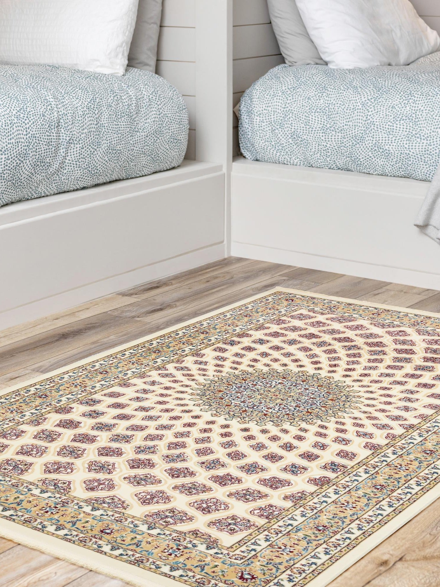 Ivory 10' x 13' Narenj Rectangle Area Rug 85% Polypropylene & 15% Polyester Traditional Classic Carpet for Living, Dining, Bedrooms, Office for Sale at Rug Engine