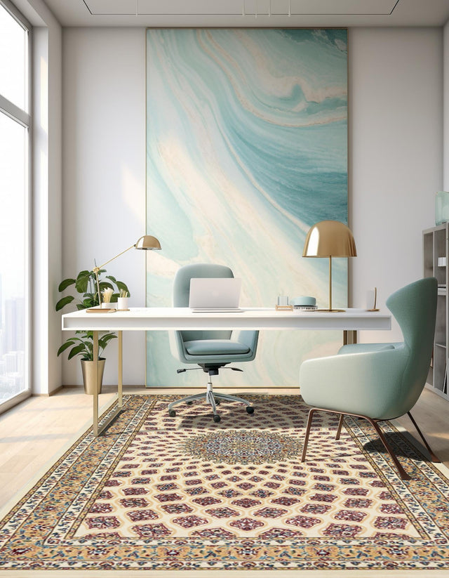 Ivory 3' 1 x 5' 3 Narenj Rectangle Area Rug 85% Polypropylene & 15% Polyester Traditional Classic Carpet for Living, Dining, Bedrooms, Office for Sale at Rug Engine