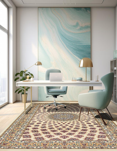 Ivory 10' x 13' Narenj Rectangle Area Rug 85% Polypropylene & 15% Polyester Traditional Classic Carpet for Living, Dining, Bedrooms, Office for Sale at Rug Engine