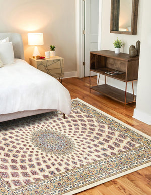 Ivory 10' x 13' Narenj Rectangle Area Rug 85% Polypropylene & 15% Polyester Traditional Classic Carpet for Living, Dining, Bedrooms, Office for Sale at Rug Engine