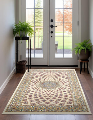Ivory 10' x 13' Narenj Rectangle Area Rug 85% Polypropylene & 15% Polyester Traditional Classic Carpet for Living, Dining, Bedrooms, Office for Sale at Rug Engine
