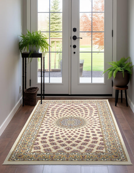 Ivory 10' x 13' Narenj Rectangle Area Rug 85% Polypropylene & 15% Polyester Traditional Classic Carpet for Living, Dining, Bedrooms, Office for Sale at Rug Engine