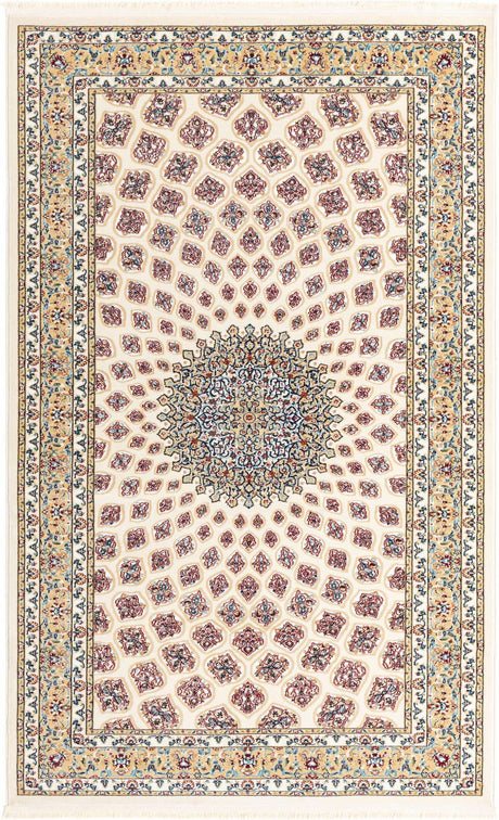Ivory 5' 3 x 8' Narenj Rectangle Area Rug 85% Polypropylene & 15% Polyester Traditional Classic Carpet for Living, Dining, Bedrooms, Office for Sale at Rug Engine