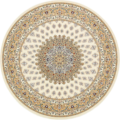 Ivory 10' x 10' Narenj Round Area Rug 85% Polypropylene & 15% Polyester Traditional Classic Carpet for Living, Dining, Bedrooms, Office for Sale at Rug Engine