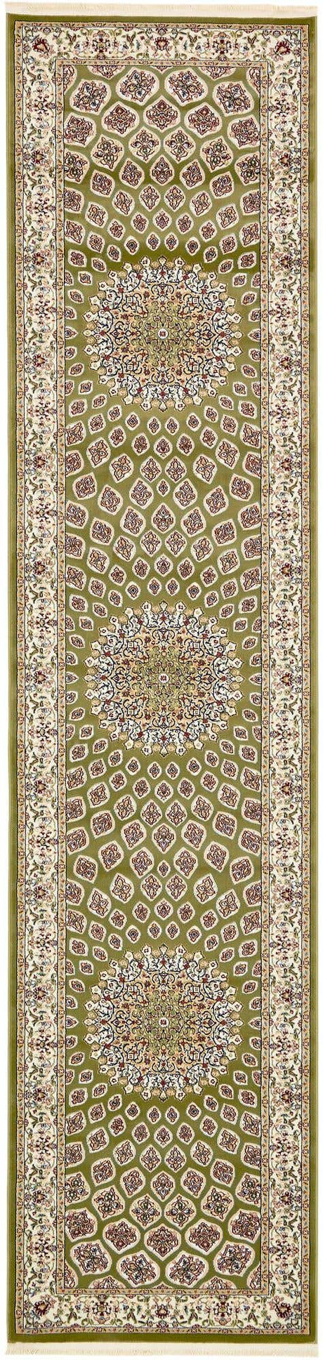 Green 3' x 13' 1 Narenj Runner Area Rug 85% Polypropylene & 15% Polyester Traditional Classic Carpet for Living, Dining, Bedrooms, Office for Sale at Rug Engine