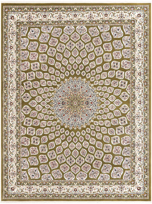 Green 7' 10 x 10' Narenj Rectangle Area Rug 85% Polypropylene & 15% Polyester Traditional Classic Carpet for Living, Dining, Bedrooms, Office for Sale at Rug Engine