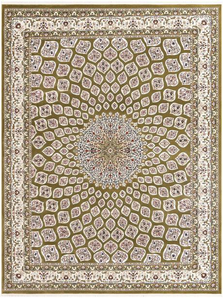 Green 7' 10 x 10' Narenj Rectangle Area Rug 85% Polypropylene & 15% Polyester Traditional Classic Carpet for Living, Dining, Bedrooms, Office for Sale at Rug Engine