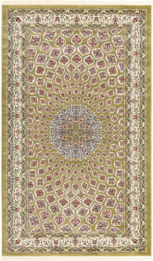 Green 5' 1 x 8' Narenj Rectangle Area Rug 85% Polypropylene & 15% Polyester Traditional Classic Carpet for Living, Dining, Bedrooms, Office for Sale at Rug Engine