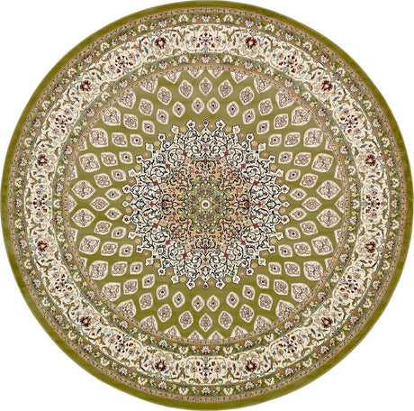 Green 10' x 10' Narenj Round Area Rug 85% Polypropylene & 15% Polyester Traditional Classic Carpet for Living, Dining, Bedrooms, Office for Sale at Rug Engine