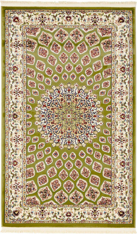 Green 3' x 5' 1 Narenj Rectangle Area Rug 85% Polypropylene & 15% Polyester Traditional Classic Carpet for Living, Dining, Bedrooms, Office for Sale at Rug Engine