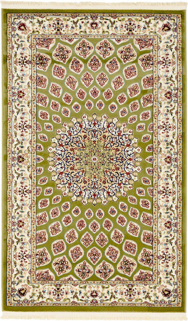 Green 3' x 5' 1 Narenj Rectangle Area Rug 85% Polypropylene & 15% Polyester Traditional Classic Carpet for Living, Dining, Bedrooms, Office for Sale at Rug Engine