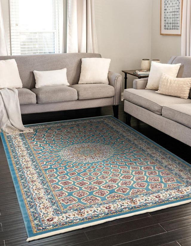 Blue 5' 1 x 8' Narenj Rectangle Area Rug 85% Polypropylene & 15% Polyester Traditional Classic Carpet for Living, Dining, Bedrooms, Office for Sale at Rug Engine