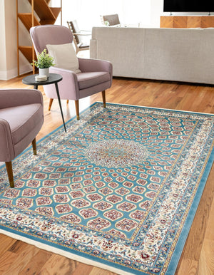 Blue 5' 1 x 8' Narenj Rectangle Area Rug 85% Polypropylene & 15% Polyester Traditional Classic Carpet for Living, Dining, Bedrooms, Office for Sale at Rug Engine