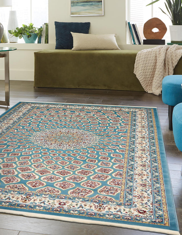 Blue 5' 1 x 8' Narenj Rectangle Area Rug 85% Polypropylene & 15% Polyester Traditional Classic Carpet for Living, Dining, Bedrooms, Office for Sale at Rug Engine