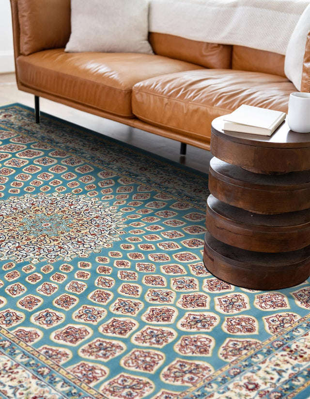 Blue 5' 1 x 8' Narenj Rectangle Area Rug 85% Polypropylene & 15% Polyester Traditional Classic Carpet for Living, Dining, Bedrooms, Office for Sale at Rug Engine