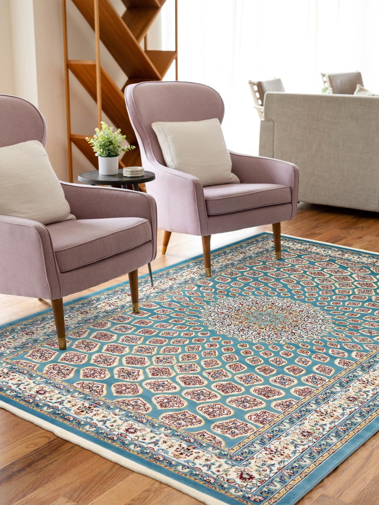 Blue 3' x 5' 1 Narenj Rectangle Area Rug 85% Polypropylene & 15% Polyester Traditional Classic Carpet for Living, Dining, Bedrooms, Office for Sale at Rug Engine