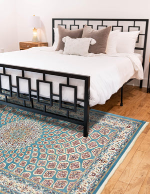 Blue 5' 1 x 8' Narenj Rectangle Area Rug 85% Polypropylene & 15% Polyester Traditional Classic Carpet for Living, Dining, Bedrooms, Office for Sale at Rug Engine