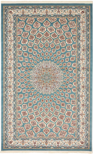 Blue 5' 1 x 8' Narenj Rectangle Area Rug 85% Polypropylene & 15% Polyester Traditional Classic Carpet for Living, Dining, Bedrooms, Office for Sale at Rug Engine