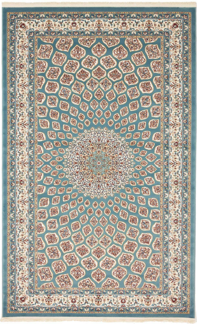 Blue 5' 1 x 8' Narenj Rectangle Area Rug 85% Polypropylene & 15% Polyester Traditional Classic Carpet for Living, Dining, Bedrooms, Office for Sale at Rug Engine