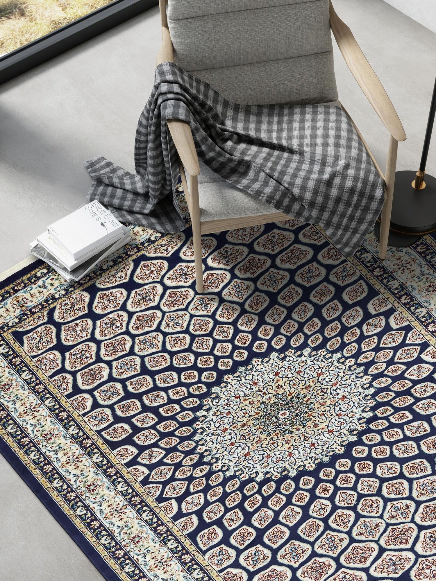 Navy Blue 10' x 13' Narenj Rectangle Area Rug 85% Polypropylene & 15% Polyester Traditional Classic Carpet for Living, Dining, Bedrooms, Office for Sale at Rug Engine