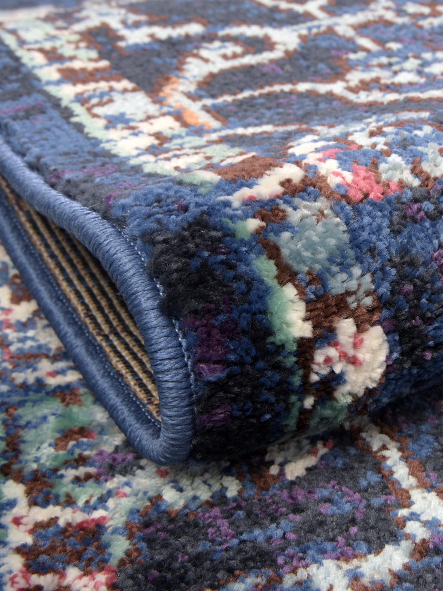Navy Blue 8' x 8' Augustus Round Area Rug 70% Polypropylene & 30% Polyester With Cotton Backing Easy Clean Home Decor Carpet for Sale at Rug Engine