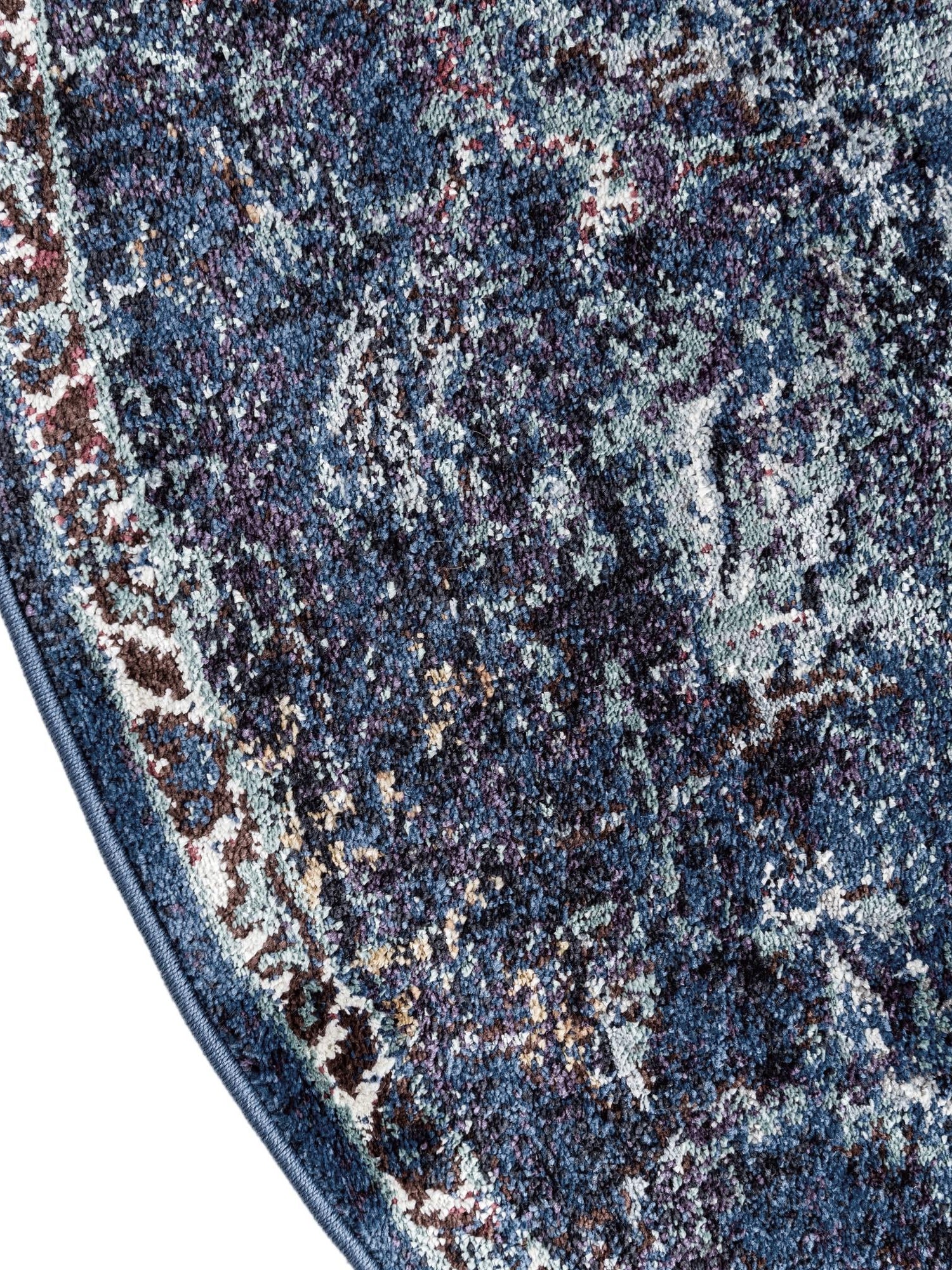 Navy Blue 8' x 8' Augustus Round Area Rug 70% Polypropylene & 30% Polyester With Cotton Backing Easy Clean Home Decor Carpet for Sale at Rug Engine