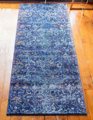 Navy Blue 2' 7 x 12' 2 Augustus Runner Area Rug 70% Polypropylene & 30% Polyester With Cotton Backing Easy Clean Home Decor Carpet for Sale at Rug Engine