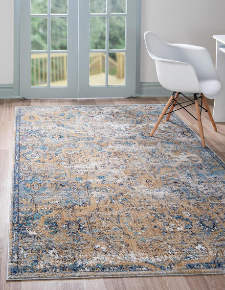 Light Blue 7' 1 x 10' Augustus Rectangle Area Rug 70% Polypropylene & 30% Polyester With Cotton Backing Easy Clean Home Decor Carpet for Sale at Rug Engine
