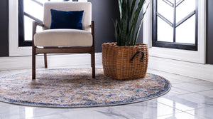 Light Blue 7' x 7' 1 Augustus Round Area Rug 70% Polypropylene & 30% Polyester With Cotton Backing Easy Clean Home Decor Carpet for Sale at Rug Engine