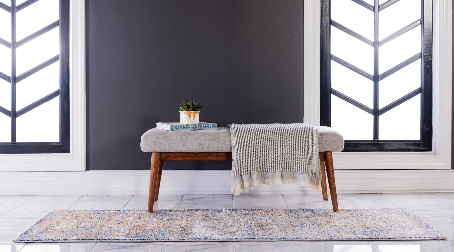 Light Blue 2' 2 x 6' 9 Augustus Runner Area Rug 70% Polypropylene & 30% Polyester With Cotton Backing Easy Clean Home Decor Carpet for Sale at Rug Engine