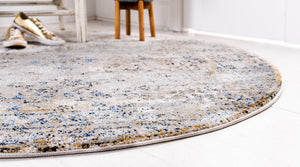 Cream 5' x 5' Augustus Round Area Rug 70% Polypropylene & 30% Polyester With Cotton Backing Easy Clean Home Decor Carpet for Sale at Rug Engine