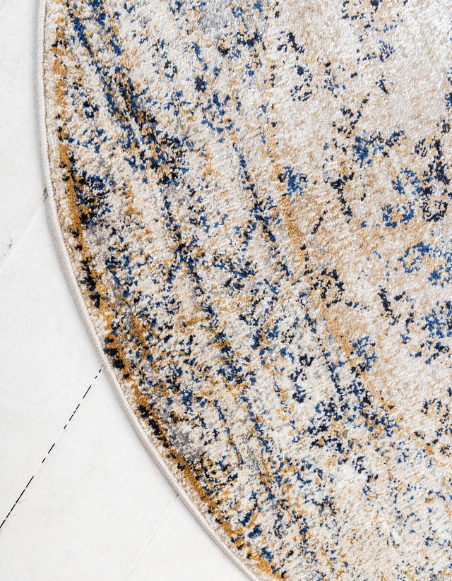 Cream 5' x 5' Augustus Round Area Rug 70% Polypropylene & 30% Polyester With Cotton Backing Easy Clean Home Decor Carpet for Sale at Rug Engine