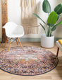 Rust Red 5' x 5' Augustus Round Area Rug 70% Polypropylene & 30% Polyester With Cotton Backing Easy Clean Home Decor Carpet for Sale at Rug Engine