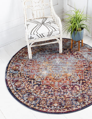 Rust Red 5' x 5' Augustus Round Area Rug 70% Polypropylene & 30% Polyester With Cotton Backing Easy Clean Home Decor Carpet for Sale at Rug Engine
