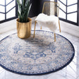 Blue 8' x 8' Augustus Round Area Rug 70% Polypropylene & 30% Polyester With Cotton Backing Easy Clean Home Decor Carpet for Sale at Rug Engine