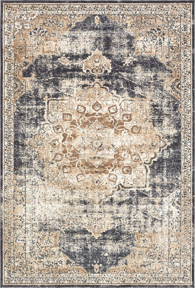 Dark Blue 10' x 14' 5 Chateau Rectangle Area Rug 85% Polypropylene & 15% Chenille With Cotton Backing Traditional Vintage Distressed Carpet for Classical Interior Design Decorating for Sale at Rug Engine