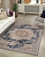 Dark Blue 10' x 14' 5 Chateau Rectangle Area Rug 85% Polypropylene & 15% Chenille With Cotton Backing Traditional Vintage Distressed Carpet for Classical Interior Design Decorating for Sale at Rug Engine