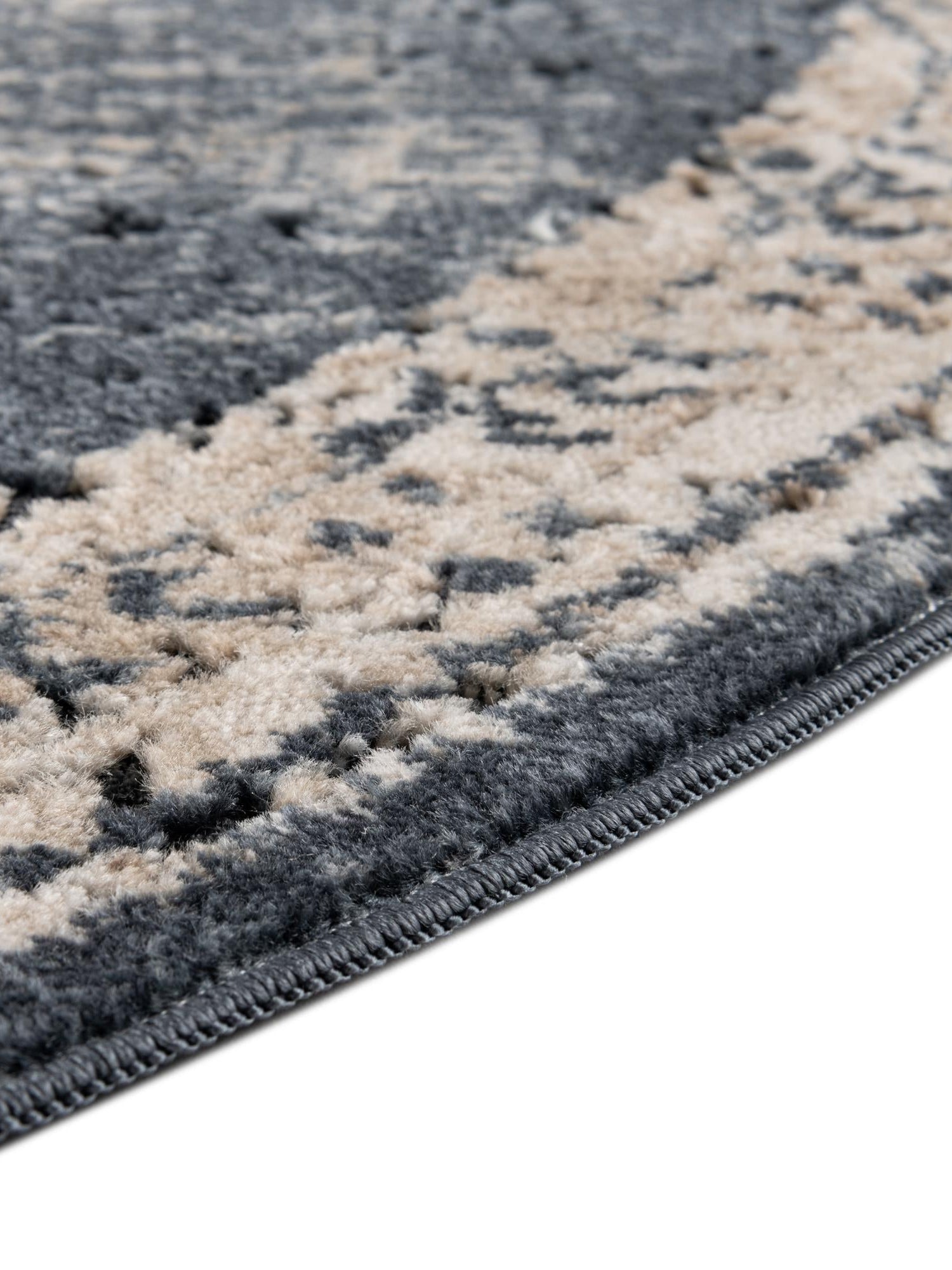 Dark Blue 3' 1 x 3' 1 Chateau Round Area Rug 85% Polypropylene & 15% Chenille With Cotton Backing Traditional Vintage Distressed Carpet for Classical Interior Design Decorating for Sale at Rug Engine